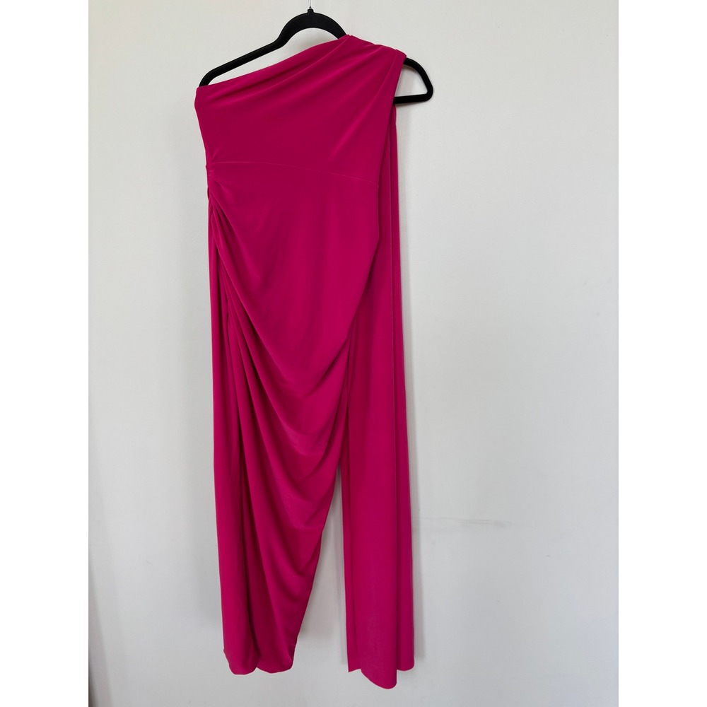 Club L London Amaryllis Hot Pink Maternity One Shoulder Maxi Dress Cape Sleeve